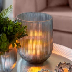 Fink Living Vase/Windlicht SOLARI Grau Hoch -Fink 115323 2