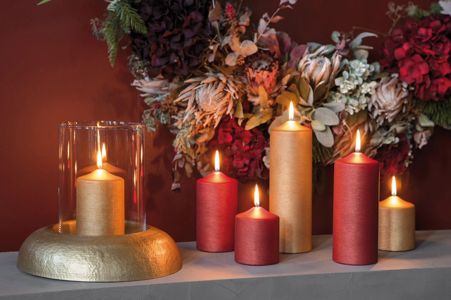 Fink Living Stumpenkerze Gebürstet Gold H.10cm 2 Fink Living Stumpenkerze Gebürstet Gold H.10cm – Bild 2