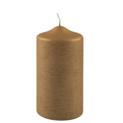 Fink Living Stumpenkerze Gebürstet Gold H.15cm
