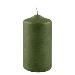 Fink Living Stumpenkerze Gebürstet Grün H.15cm