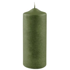 Fink Living Stumpenkerze Gebürstet Grün H.20cm