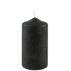 Fink Living Stumpenkerze Gebürstet Schwarz H.15cm