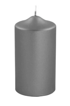 Fink Living Stumpenkerze Metallic Grau H.15cm
