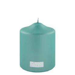 Fink Living Stumpenkerze Metallic Türkis H.10cm