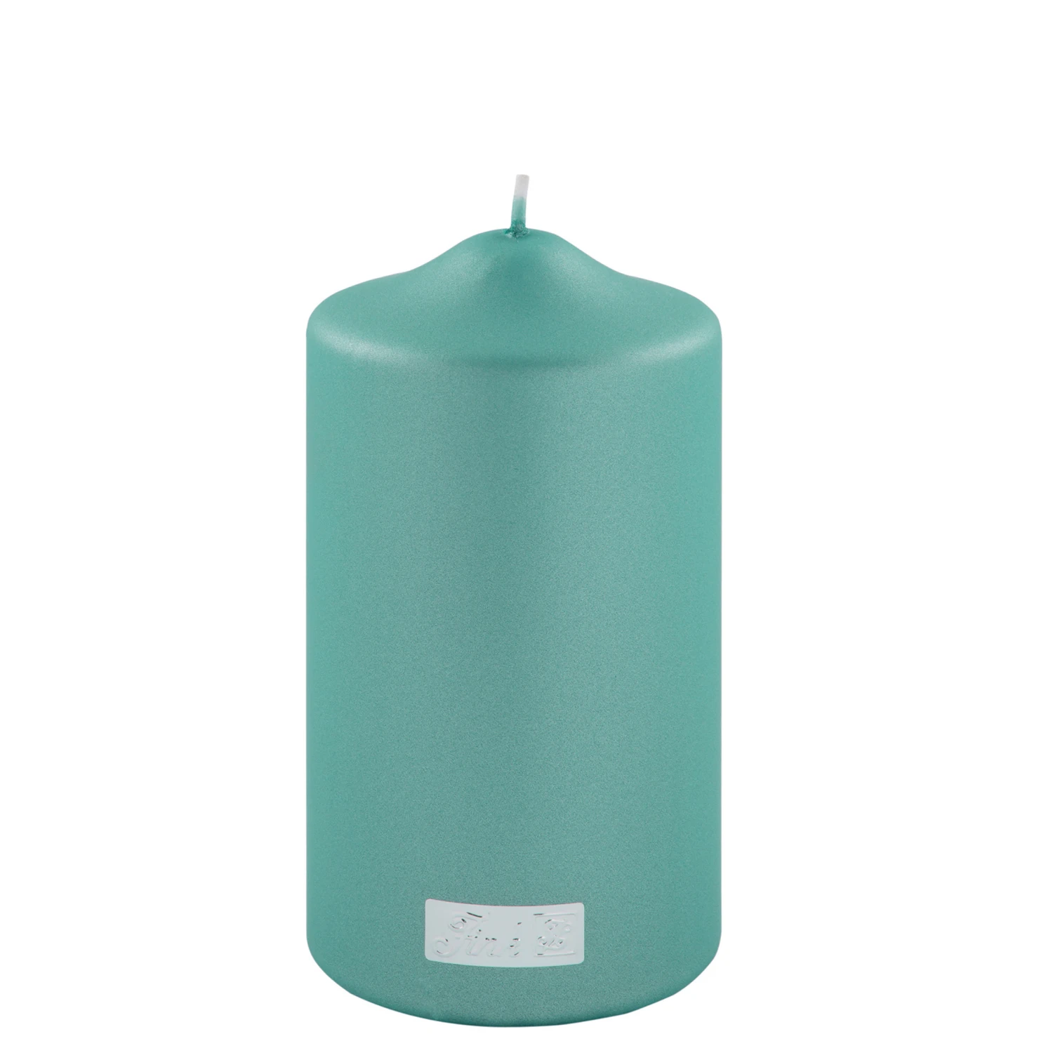 Fink Living Stumpenkerze Metallic Türkis H.15cm 1 Fink Living Stumpenkerze Metallic Türkis H.15cm