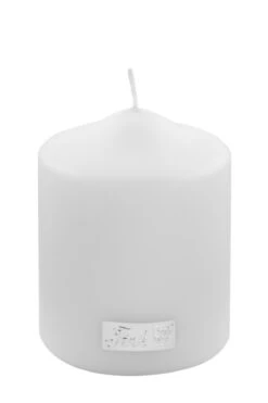 Fink Living Stumpenkerze Metallic Weiß H.10cm