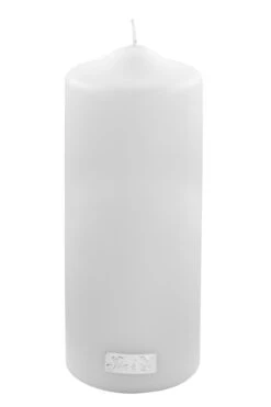 Fink Living Stumpenkerze Metallic Weiß H.20cm