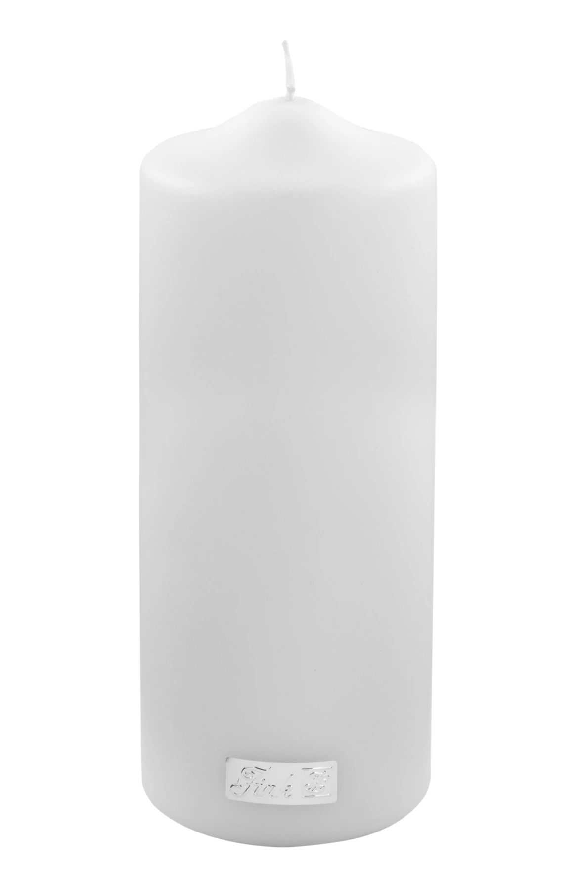 Fink Living Stumpenkerze Metallic Weiß H.20cm 1 Fink Living Stumpenkerze Metallic Weiß H.20cm